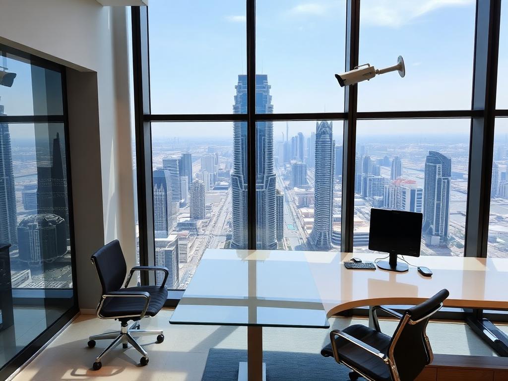 Security camera installation in a high-rise office in Dubai